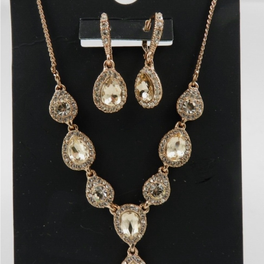 Givenchy Rose Gold-Tone 2-Pc. Set Pink Stone & Crystal Fancy Statement Necklace